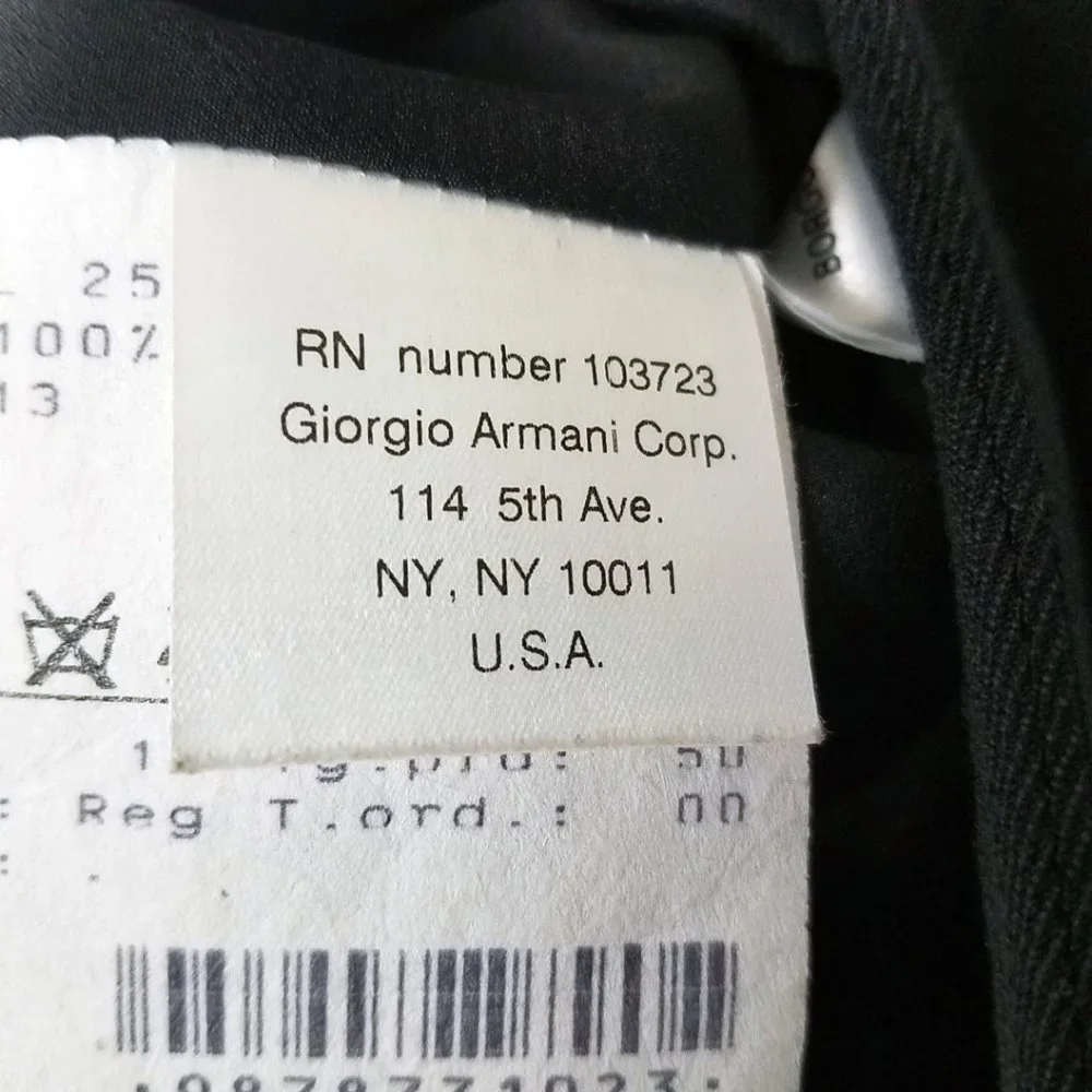 Giorgio Armani Size 14 Navy Blue Pin Lama Wool Blend Blazer Suit Coat Jacket - Picture 13 of 16